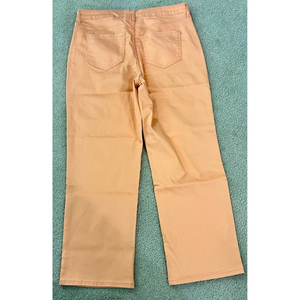 Blair Peach Orange Wide Leg Cropped Jeans Pants Womens Size‎ 14PS